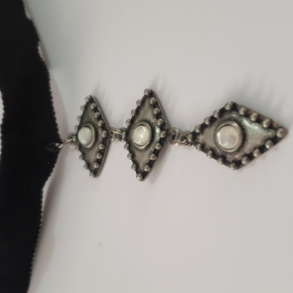 Long pendant adjustable choker boho black/grey - Picture 8 of 14